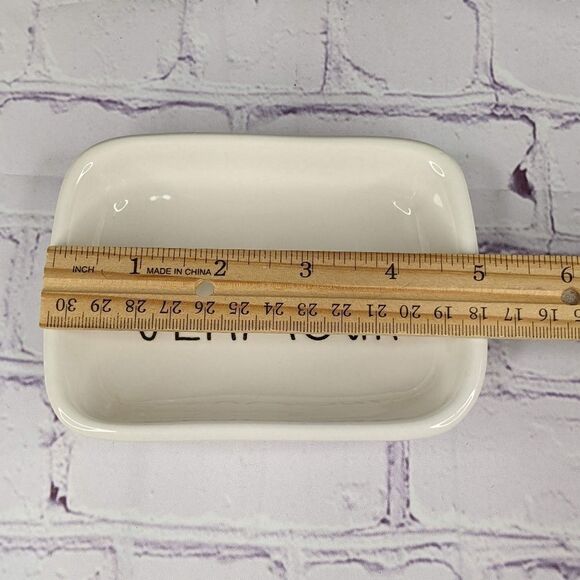 Rae Dunn GLAMOUR Rectangle Ceramic Trinket Dish Soap Dish - Picture 4 of 6